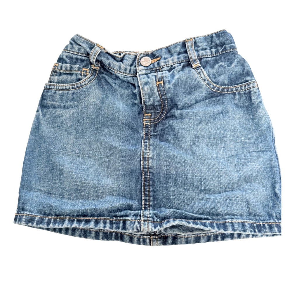 Y2K old navy girls 5T denim cotton mini adjustable waist skirt button closure